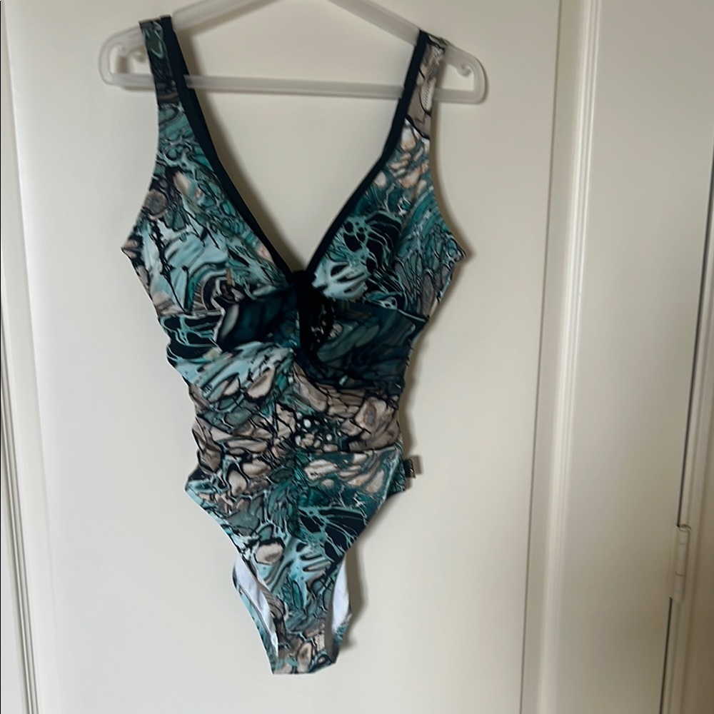 SHAN Elegant Teal and Black Swimwear
